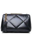 Tory Burch Small 'Kira Diamond Quilt' Black Lear Bag