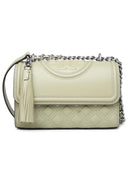Tory Burch 'Fleming' Small Green Lear Crossbody Bag