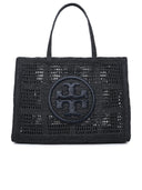 Tory Burch 'Ella' Large Shopping Bag In Black Raffia