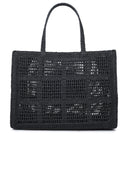 Tory Burch 'Ella' Large Shopping Bag In Black Raffia