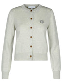 Maison Kitsuné 'Bold Fox Head' Cardigan in lana grigio chiaro