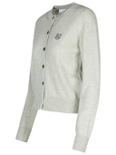 Maison Kitsuné 'Bold Fox Head' Cardigan in lana grigio chiaro