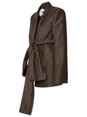 Msgm Blazer In Brown Linen Blend