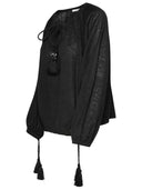 Max Mara 'Quirite' Black Linen Blouse