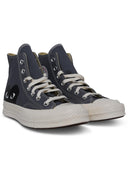 Comme Des Garçons Play X Converse High Top Grey Canvas Sneakers