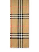 Burberry 'Gauze Check' Scarf In Beige Wool Blend