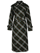Burberry“检查”绿色聚酯沟槽外套