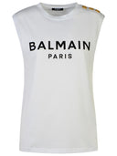 Balmain White Cotton Tank Top