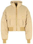 Balmain Beige Jacquard Bomber Jacket