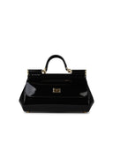 Dolce & Gabbana Medium 'Sicily' handtas in glanzende zwarte Lear