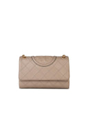 Tory Burch 'Fleming' Lear Crossbody Bag Nude