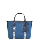 Tory Burch 'Shopping Perry' Double Handle Blue Denim Bag