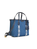 Tory Burch 'Shopping Perry' Double Handle Blue Denim Bag