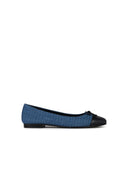 Tory Burch 'Matelassé' Balletto in miscela di denim blu