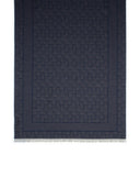 Salvatore Ferragamo Navy Cotton Blend Scarf