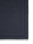 Salvatore Ferragamo Navy Cotton Blend Scarf