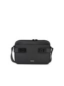 Salvatore Ferragamo 'Twins Zip' Black Lear Crossbody Bolse