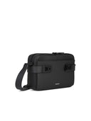 Salvatore Ferragamo 'Twins Zip' Black Lear Crossbody Bolse