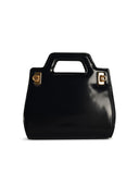 Salvatore Ferragamo 'Wanda' Black Shiny Lear Bag