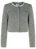 Self Portrait 'Herringbone' Black Polyester Blend Jacket