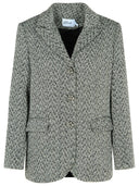 Self Portrait 'Herringbone' Black Polyester Blend Blazer