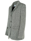 Self Portrait 'Herringbone' Black Polyester Blend Blazer