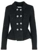 Veste de mélange en polyester noir autoportrait «Peplum»