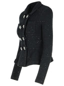 Veste de mélange en polyester noir autoportrait «Peplum»