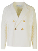 Max Mara 'Micio' White Wool Blend Cardigan