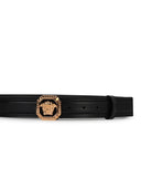 Versace 'La Medusa' Black Lear Belt