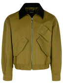 Versace Bomber Jacket In Green Cotton