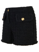 Versace Black Virgin Wool Blend Shorts