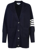 Thom Browne '4 bar' Cardigan di cotone blu scuro