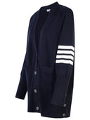 Thom Browne '4 bar' Cardigan di cotone blu scuro