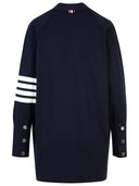 Thom Browne '4 bar' Cardigan di cotone blu scuro