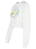 Casablanca 'Crop' White Cotton Sweatshirt