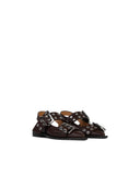 Ganni Brown Lear Ballet Flats
