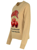 Ganni 'Ciliegie' Beige Wool Blend Sweater
