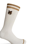 Maison Kitsuné 'Bold Fox' White Cotton Blend Socks