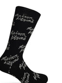 メゾンキツネブラックコットンブレンドソックス