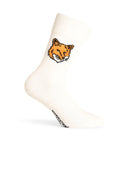 Maison Kitsuné 'Fox Head' White Algody Socks