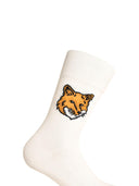 Maison Kitsuné 'Fox Head' White Algody Socks