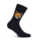 Maison Kitsuné 'Fox Head'Black Cotton Blend Socks