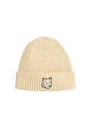 Maison Kitsuné 'Bold Fox' Ivory Wool Beanie