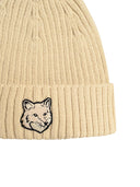 Maison Kitsuné 'Bold Fox' Ivory Wool Beanie