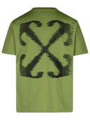 Off White 'Windy' Green Cotton T Shirt