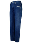 Off White 'Script Tapered' Blue Cotton Jeans