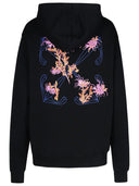 Off White 'Pinkflower' schwarzes Baumwoll -Sweatshirt