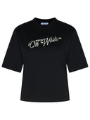 Aus weißem schwarzem Baumwoll -T -Shirt