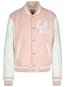 Off White 'Varsity' Pink Fabric Blend Bomber Jacket